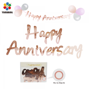DÂY CỜ CHỮ HAPPY ANNIVERSARY HỒNG GOLD