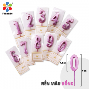 Nến số  0 - 9 màu hồng 