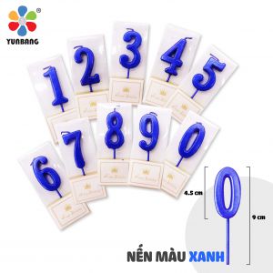 Nến số   0 - 9 màu xanh dương 